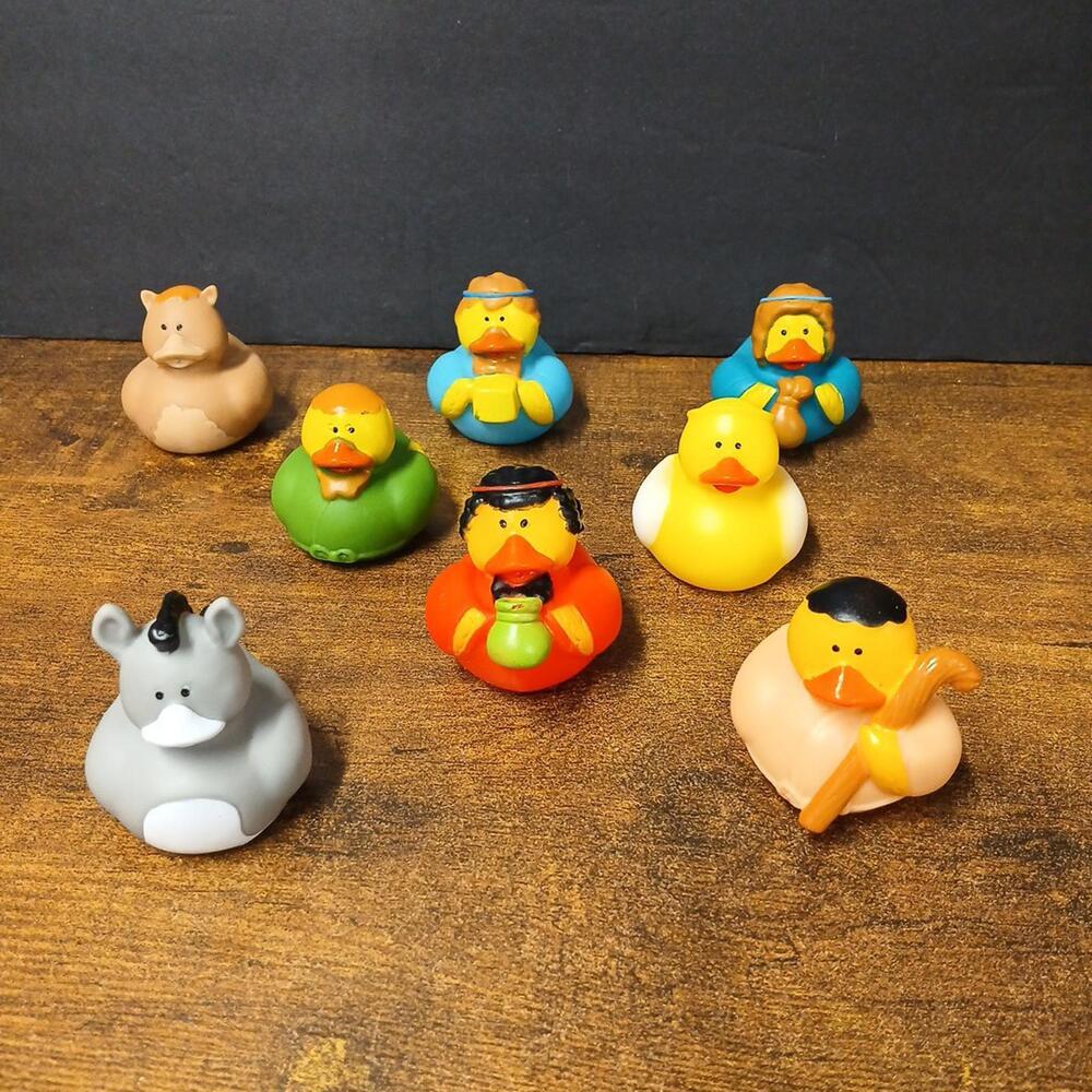 Lot of 8 Oriental Trading Company Mini Rubber Duckies Ducks
